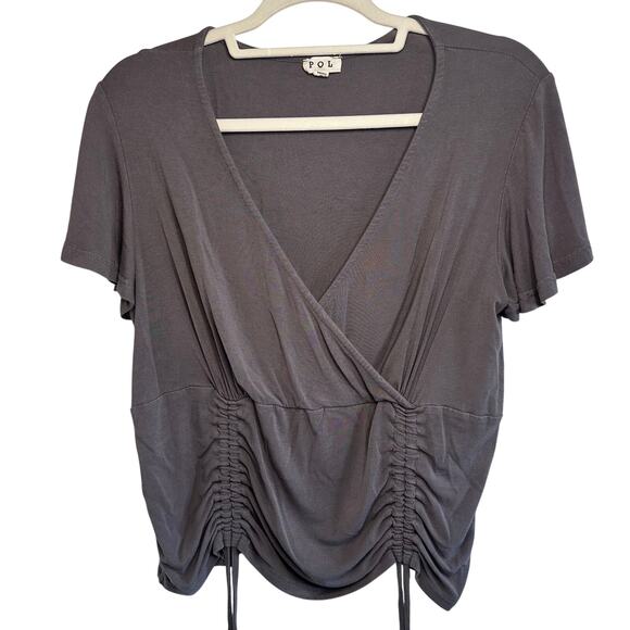 Pol grey deep vneck boho tshirt size medium - Picture 1 of 5